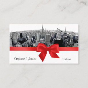 Cartão De Lugar NYC Encheu Fisheye Skyline BW Red Escort Cards