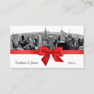 Cartão De Lugar NYC Encheu Fisheye Skyline BW Red Escort Cards