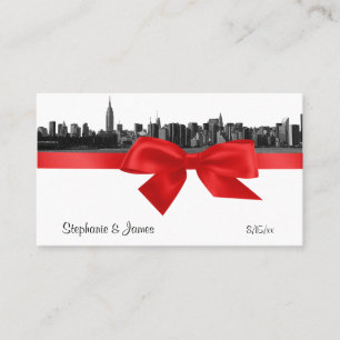 Cartão De Lugar NYC Wide Skyline Gravado BW - Placas Red Place #2