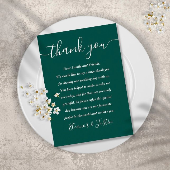 Cartão De Lugar Obrigado Casamento Emerald Script (Criador carregado)