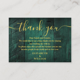 Cartão De Lugar Obrigado por casamento em madeira de celeiro verde