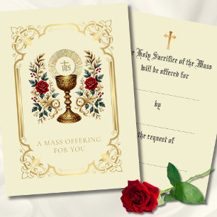 Cartão De Lugar Oferta de Missa Católica Ostensório Floral