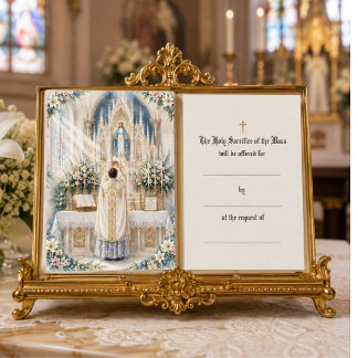 Cartão De Lugar Oferta de Missas Católicas Padres no Altar