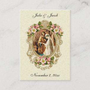 Cartão De Lugar oração de casamento católico Noiva Noivo Maria Jos