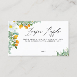 Cartão De Lugar Orquídea Aquarela e Kumquats - Fralda Raffle Card