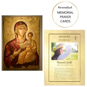 Cartão De Lugar Ortodoxo Christian Funerário Prayer Card Theotokos