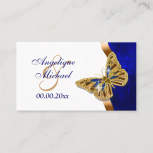 Cartão De Lugar Ouro azul-marrom do casamento