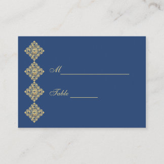Cartão De Lugar Ouro Diamond Damask Blue Mesa Place