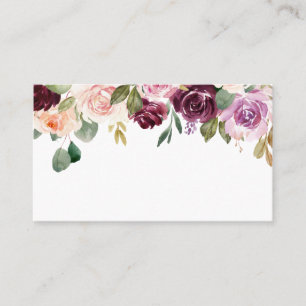 Cartão De Lugar Outono em Boho Burgundy e Flores de Pêssego