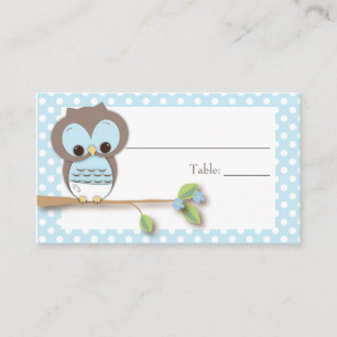 Cartão De Lugar Owl Baby Placecard Azul