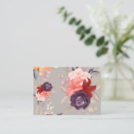 Cartão De Lugar Padrão floral com rosas rosa, vermelho e roxo