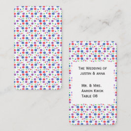 Cartão De Lugar Padrão Floral Vibrante em Aquarela com Flores Silv
