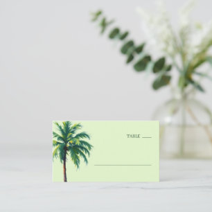 Cartão De Lugar Palmeira Minimalista Verde Calmo