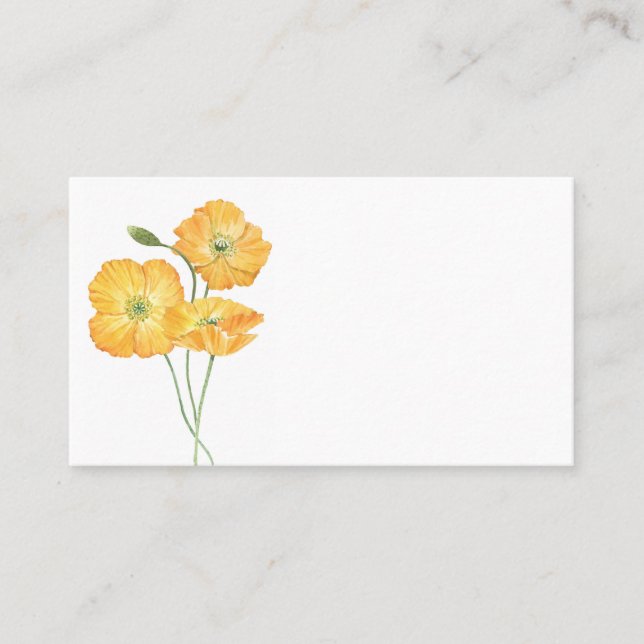 Cartão De Lugar Papoulas Aquarela Laranja II Casamento Floral (Frente)