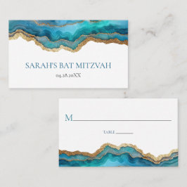 Cartão de lugar para Bar Mitzvah de Ágata Azul Our