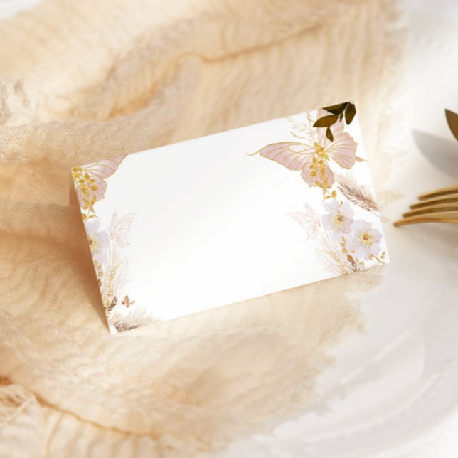 Cartão de lugar para borboletas florais de ouro de (Criador carregado)