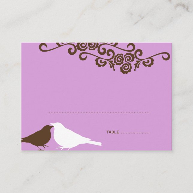 Cartão de lugar para escolta de casamento roxo, av (Frente)
