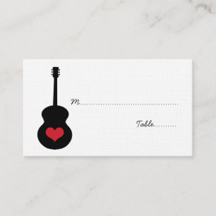 Cartão de lugar para violão vermelho/preto