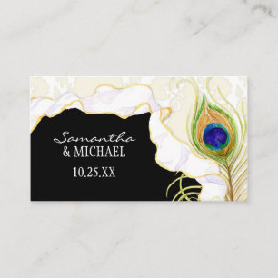 Cartão De Lugar Penas Peacock Modernas Faux Fbon Damask Swirl
