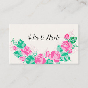 Cartão De Lugar Pétalas de Rosa Verde Rosa Flores Jardim Casamento
