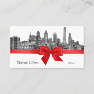 Cartão De Lugar Philadelphia Skyline Etch BW Red Escort Cards