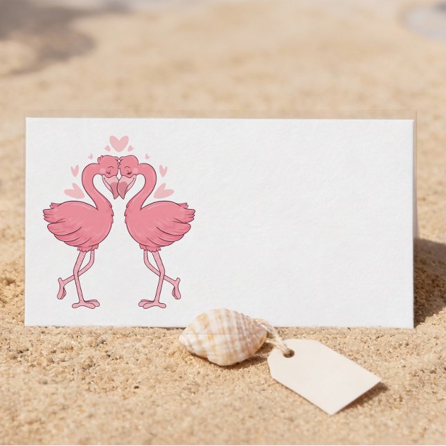 Cartão De Lugar Pink Flamingo Beach Tropical  Wedding Escort (Criador carregado)