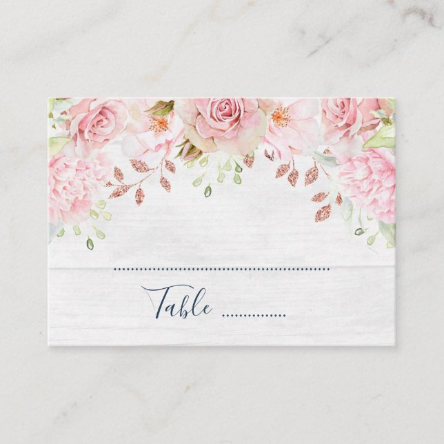 Cartão De Lugar Pink Floral Spring Wedding Place Setting Cards (Frente)