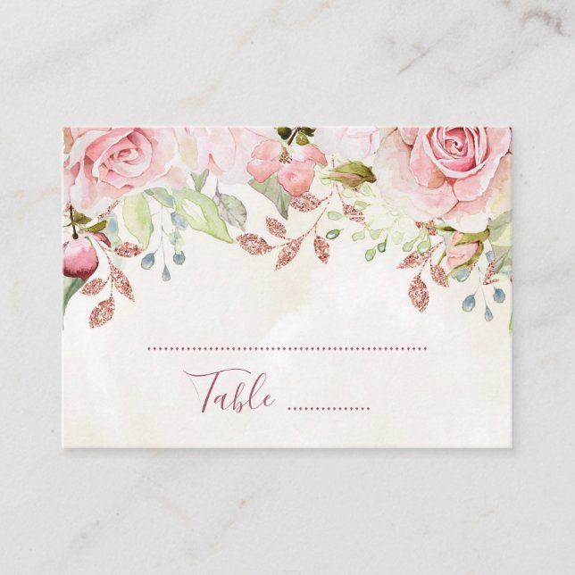 Cartão De Lugar Pink Floral Spring Wedding Place Setting Cards (Frente)