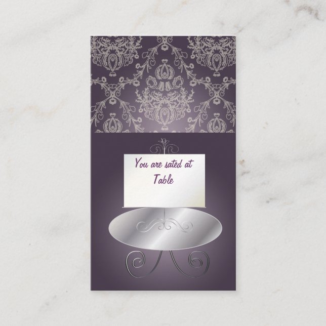 Cartão De Lugar PixDezines Dolcè Damask/plum+marfim (Frente)