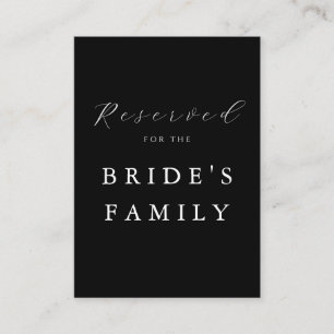 Cartão De Lugar Placa de Casamento Reservada Preta Minimalista Mod