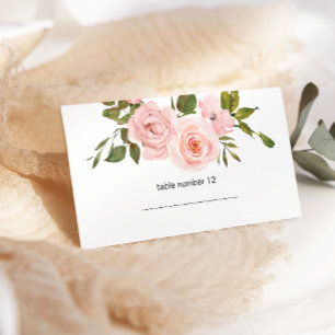 Cartão De Lugar Placa de Escolta de Casamento Floral de Rosas Rosa