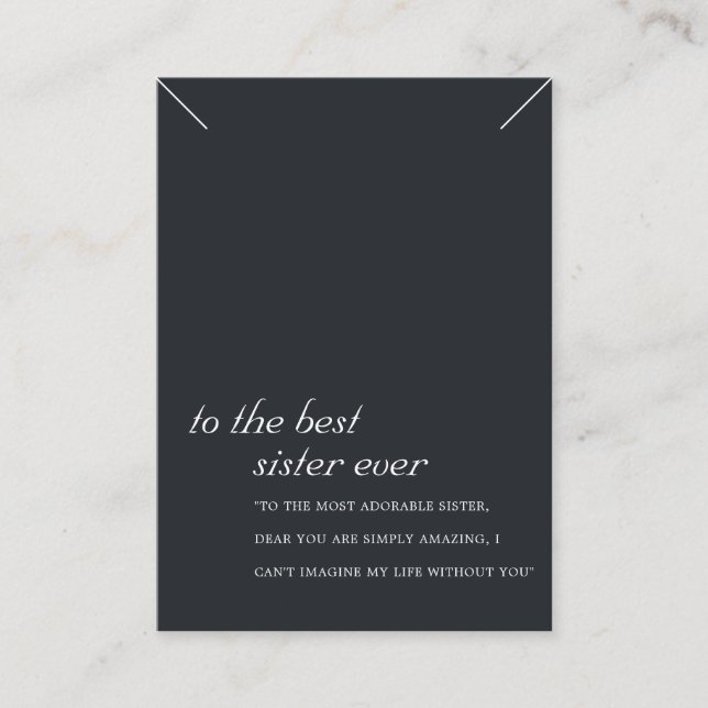 CARTÃO DE LUGAR PLACA DE EXIBIÇÃO DO NECKLACE GIFT GIFT IRMÃ PRETA (Frente)