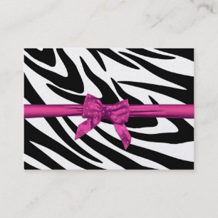 Cartão De Lugar Placa de Friso Zebra e de Fita Rosa