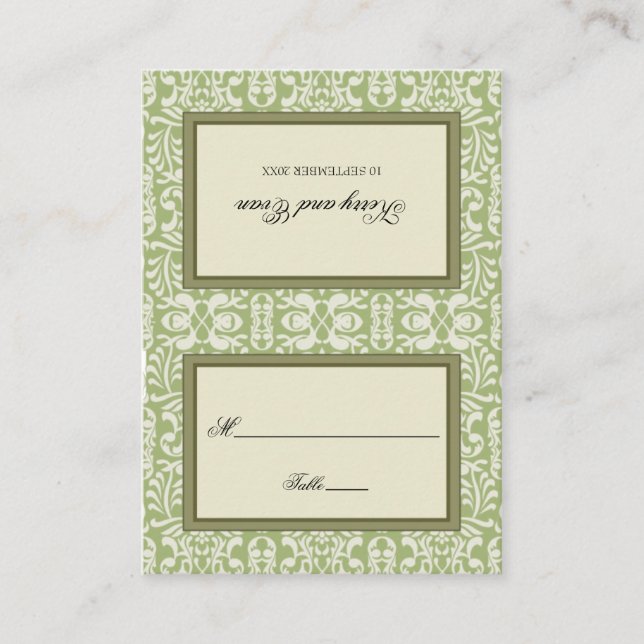 Cartão De Lugar Placa de Local do Art Deco Damask (Frente)