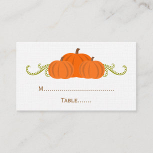 Cartão De Lugar Placa de Localização do Casamento outono Pumpkin S