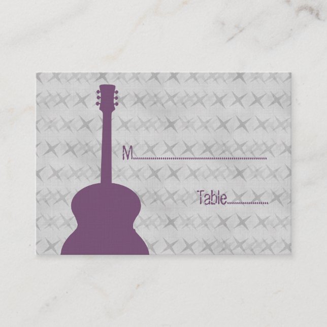 Cartão De Lugar Placa de Lugar de Grunge de Violão Roxo (Frente)