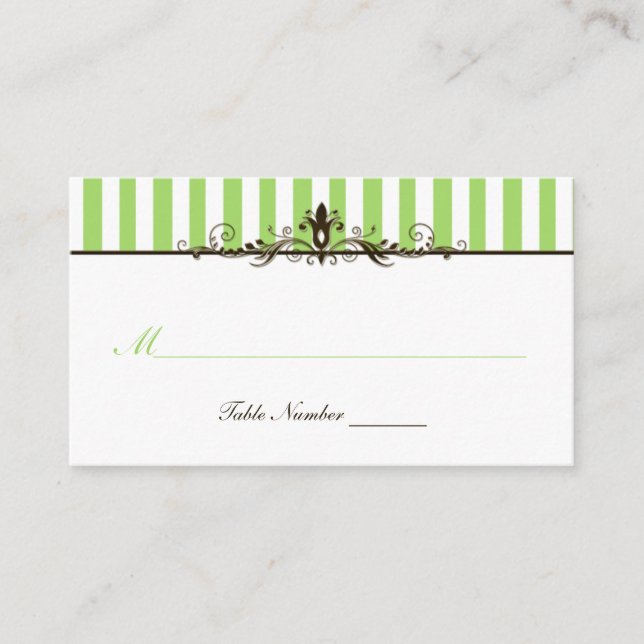 Cartão De Lugar Placa de Lugar Verde, Marrom e Branco com Largura (Frente)
