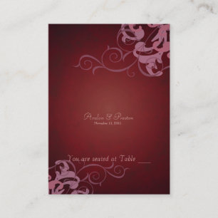 Cartão De Lugar Placa de Mesa de Rolagem Vermelha e Rosa Nobre