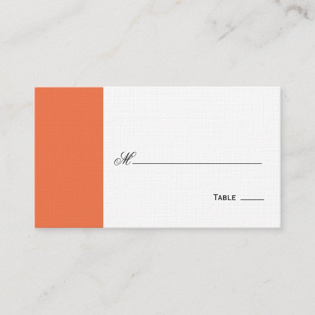 Cartão De Lugar Placa de Mesa/Lugar de Script Elegante - Laranja (Frente)