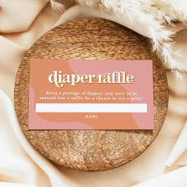 Cartão De Lugar Placa de Raffle de Fralda cor-de-rosa e laranja da