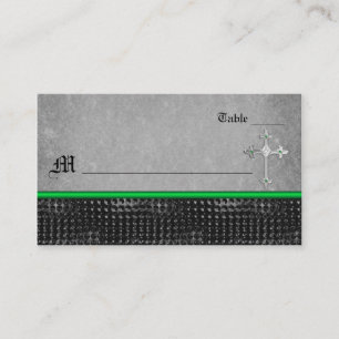 Cartão De Lugar Placa Emerald Celtic Cross Green e Black Place