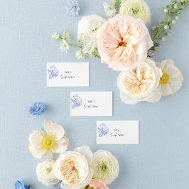 Cartão De Lugar Placa Place & Escort com hydrangea azul