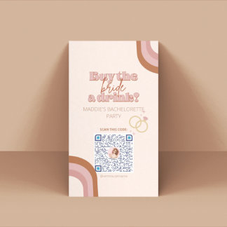Cartão De Lugar Placa QR Venmo de Festa de solteira Retroativa