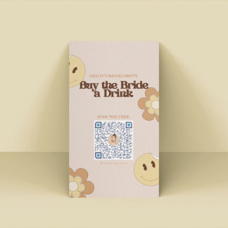 Cartão De Lugar Placa QR Venmo de Festa de solteira Retroativa