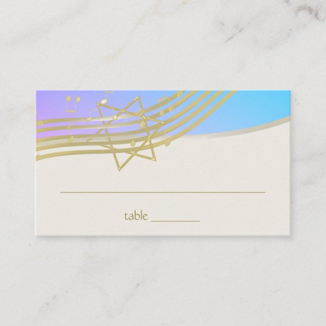 Cartão De Lugar Placa Sentada Music Bat Mitzvah (Frente)