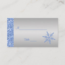 Cartão De Lugar Placas com flocos de neve azuis e prateados