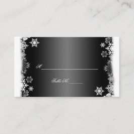 Cartão De Lugar Placas de Casamento com Flocos de Neve Pretos e Br