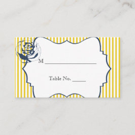 Cartão De Lugar Placas de Casamento com Stripe Amarelo Moderno