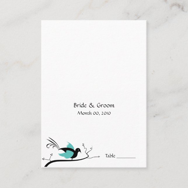 Cartão De Lugar Placas de Casamento de Aves de Amor Azul (Frente)