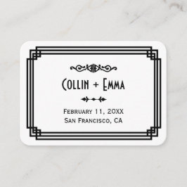 Cartão De Lugar Placas de Casamento de Deco de Arte Branca e Negra